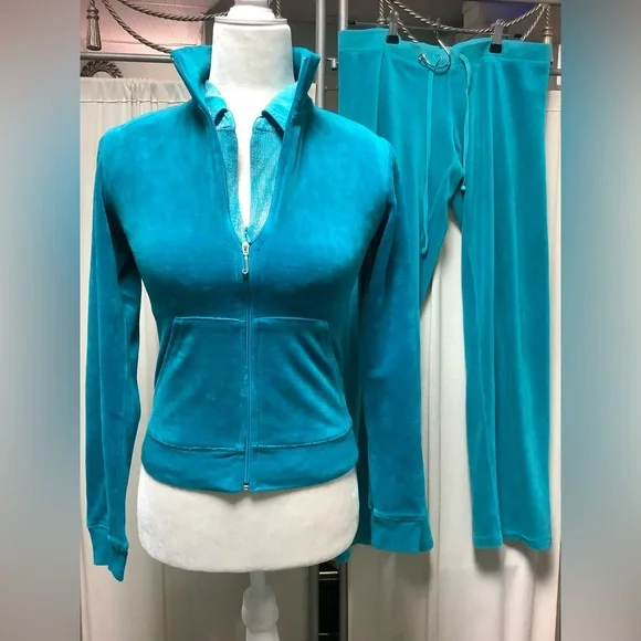 Juicy Couture velour pants 32 x 31 zip up hoodie Tracksuit